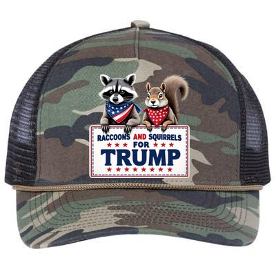 Raccoons And Squirrels For Trump Retro Rope Trucker Hat Cap