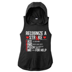 Recognize A Stroke Awareness Brain Attack I Wear Red Ladies PosiCharge Tri-Blend Wicking Draft Hoodie Tank