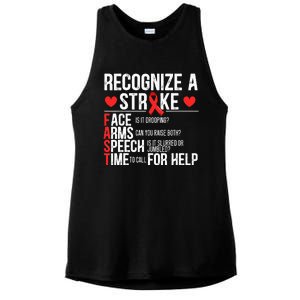 Recognize A Stroke Awareness Brain Attack I Wear Red Ladies PosiCharge Tri-Blend Wicking Tank