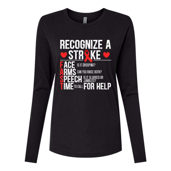 Recognize A Stroke Awareness Brain Attack I Wear Red Womens Cotton Relaxed Long Sleeve T-Shirt