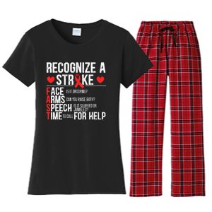 Recognize A Stroke Awareness Brain Attack I Wear Red Women's Flannel Pajama Set