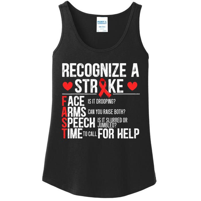 Recognize A Stroke Awareness Brain Attack I Wear Red Ladies Essential Tank