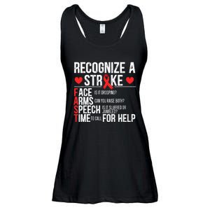 Recognize A Stroke Awareness Brain Attack I Wear Red Ladies Essential Flowy Tank