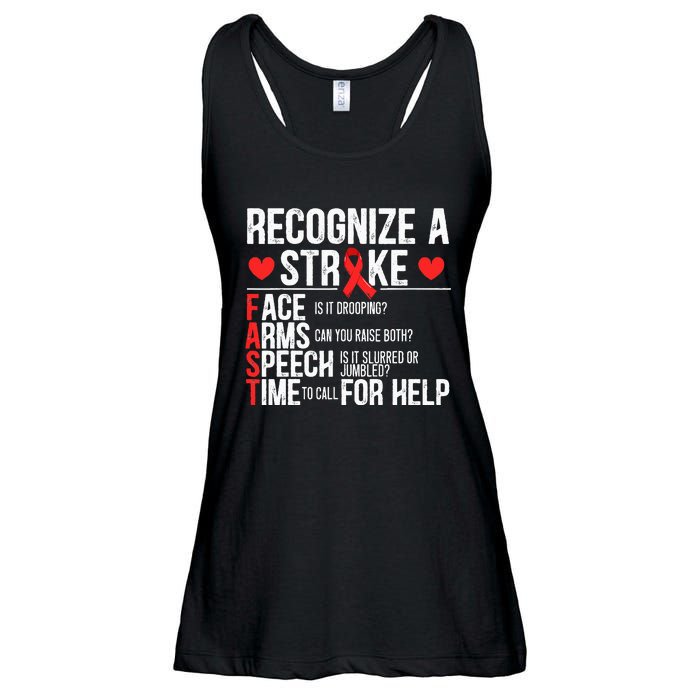 Recognize A Stroke Awareness Brain Attack I Wear Red Ladies Essential Flowy Tank