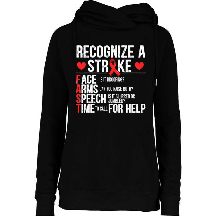 Recognize A Stroke Awareness Brain Attack I Wear Red Womens Funnel Neck Pullover Hood