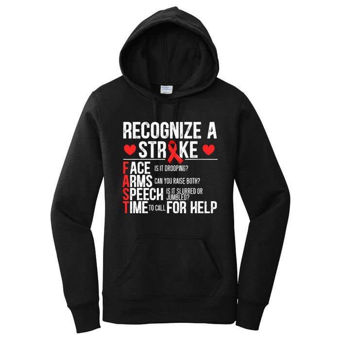 Recognize A Stroke Awareness Brain Attack I Wear Red Women's Pullover Hoodie