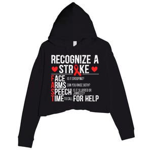 Recognize A Stroke Awareness Brain Attack I Wear Red Crop Fleece Hoodie