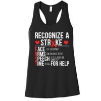 Recognize A Stroke Awareness Brain Attack I Wear Red Women's Racerback Tank