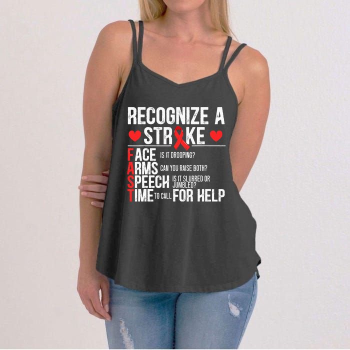 Recognize A Stroke Awareness Brain Attack I Wear Red Women's Strappy Tank