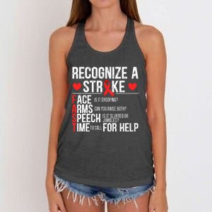 Recognize A Stroke Awareness Brain Attack I Wear Red Women's Knotted Racerback Tank