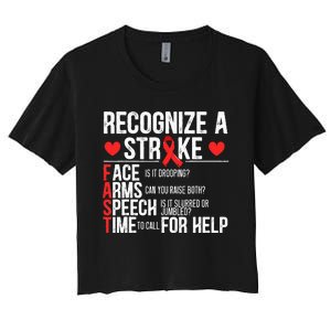 Recognize A Stroke Awareness Brain Attack I Wear Red Women's Crop Top Tee