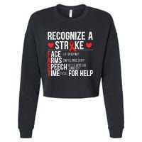 Recognize A Stroke Awareness Brain Attack I Wear Red Cropped Pullover Crew