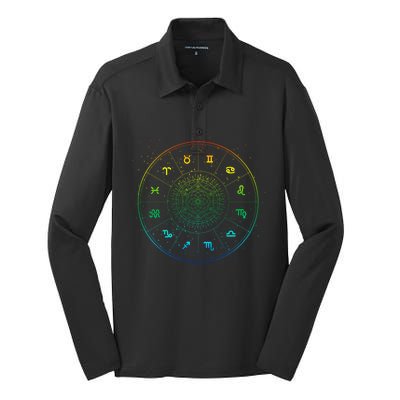 Rainbow Astrology Star Sign Zodiac Horoscope Gift Silk Touch Performance Long Sleeve Polo