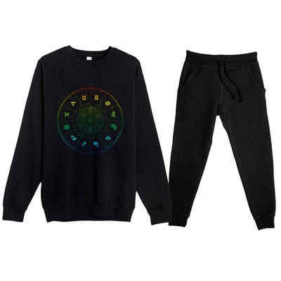 Rainbow Astrology Star Sign Zodiac Horoscope Gift Premium Crewneck Sweatsuit Set