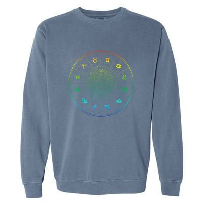 Rainbow Astrology Star Sign Zodiac Horoscope Gift Garment-Dyed Sweatshirt