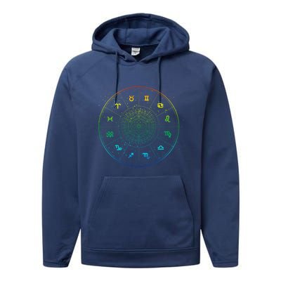 Rainbow Astrology Star Sign Zodiac Horoscope Gift Performance Fleece Hoodie