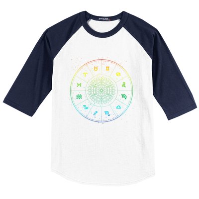 Rainbow Astrology Star Sign Zodiac Horoscope Gift Baseball Sleeve Shirt