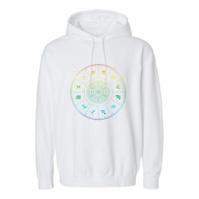 Rainbow Astrology Star Sign Zodiac Horoscope Gift Garment-Dyed Fleece Hoodie