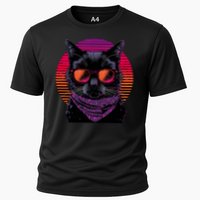 Retro Aesthetic Sunset Feline for Cat Lovers Cooling Performance Crew T-Shirt