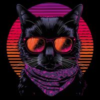 Retro Aesthetic Sunset Feline for Cat Lovers Cooling Performance Crew T-Shirt