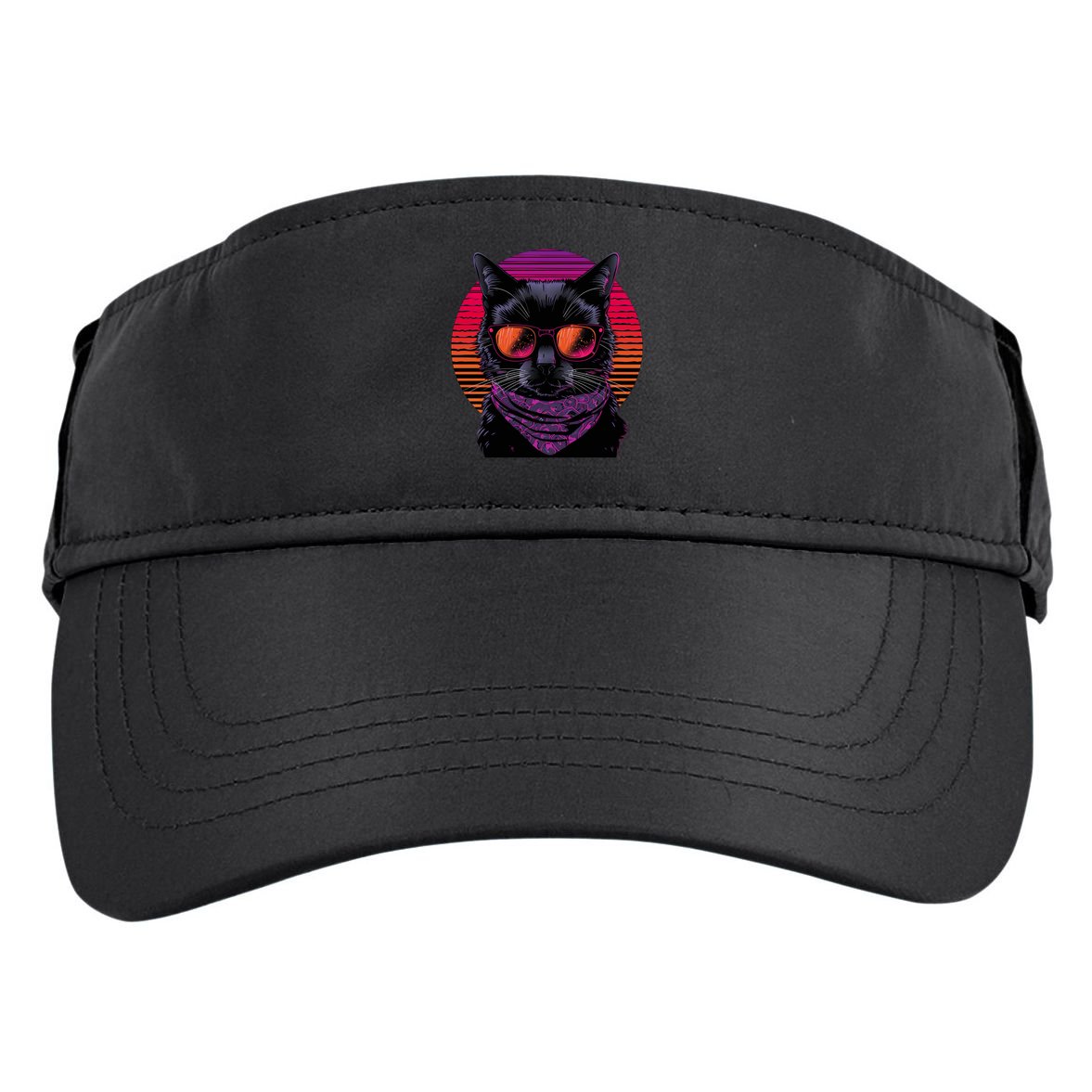 Retro Aesthetic Sunset Feline for Cat Lovers Adult Drive Performance Visor