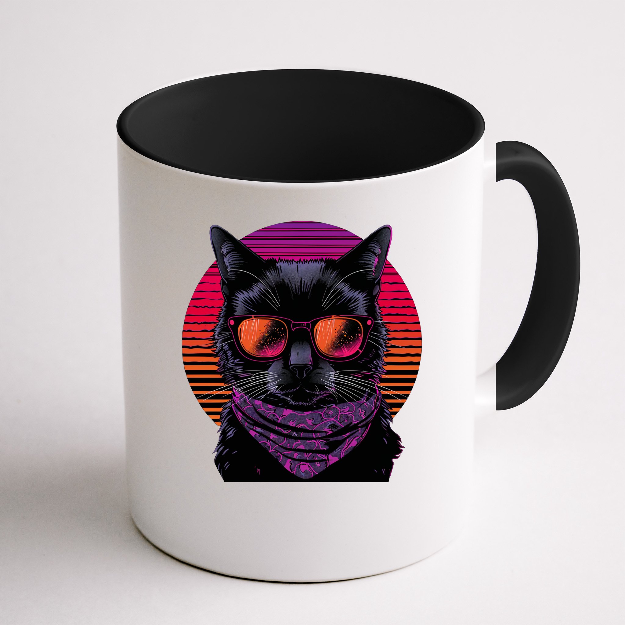 Retro Aesthetic Sunset Feline for Cat Lovers Mug