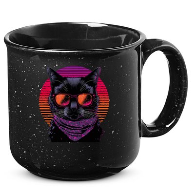 Retro Aesthetic Sunset Feline for Cat Lovers 15oz Campfire Ceramic Mug