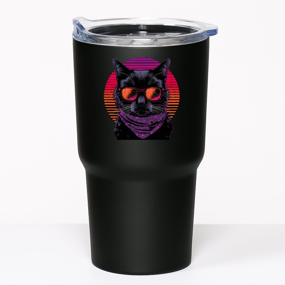 Retro Aesthetic Sunset Feline for Cat Lovers Tumbler