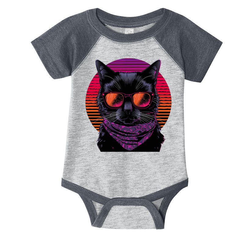 Retro Aesthetic Sunset Feline for Cat Lovers Infant Baby Jersey Bodysuit