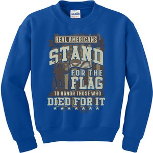 Real Americans Stand For The Flag To Honor The Fallen Gift Kids Sweatshirt