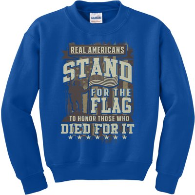 Real Americans Stand For The Flag To Honor The Fallen Gift Kids Sweatshirt