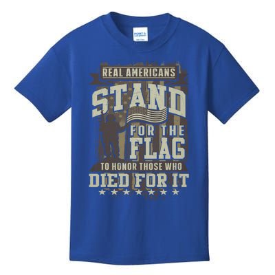 Real Americans Stand For The Flag To Honor The Fallen Gift Kids T-Shirt