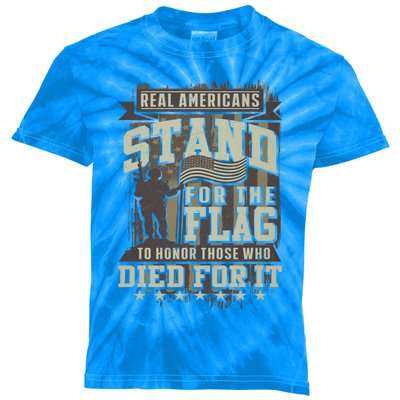 Real Americans Stand For The Flag To Honor The Fallen Gift Kids Tie-Dye T-Shirt