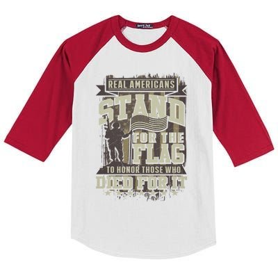 Real Americans Stand For The Flag To Honor The Fallen Gift Kids Colorblock Raglan Jersey