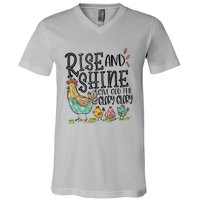 Rise And Shine Give God The Glory Funny Chicken Christian V-Neck T-Shirt