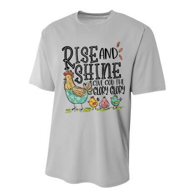 Rise And Shine Give God The Glory Funny Chicken Christian Performance Sprint T-Shirt