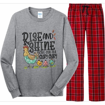 Rise And Shine Give God The Glory Funny Chicken Christian Long Sleeve Pajama Set