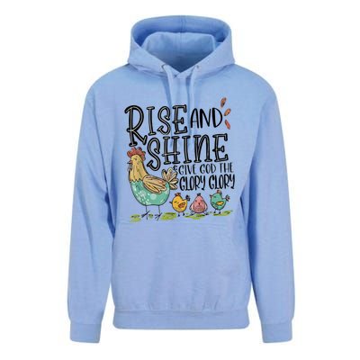 Rise And Shine Give God The Glory Funny Chicken Christian Unisex Surf Hoodie