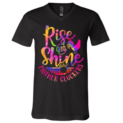 Rise and Shine Mother Cluckers Chicken World Farm Animals V-Neck T-Shirt