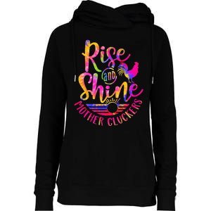 Rise and Shine Mother Cluckers Chicken World Farm Animals Womens Funnel Neck Pullover Hood