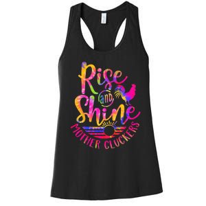 Rise and Shine Mother Cluckers Chicken World Farm Animals Women's Racerback Tank