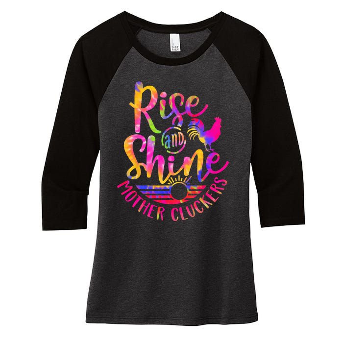 Rise and Shine Mother Cluckers Chicken World Farm Animals Women's Tri-Blend 3/4-Sleeve Raglan Shirt