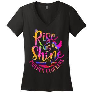 Rise and Shine Mother Cluckers Chicken World Farm Animals Women's V-Neck T-Shirt