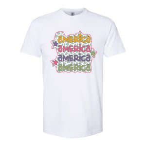 Retro America Star Gift Softstyle CVC T-Shirt