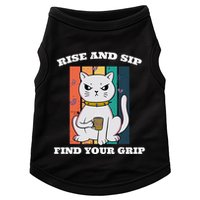 Rise And Sip Find Your Grip Funny Caffeine Coffee Doggie Tank