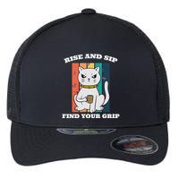 Rise And Sip Find Your Grip Funny Caffeine Coffee Flexfit Unipanel Trucker Cap