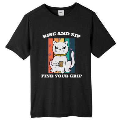 Rise And Sip Find Your Grip Funny Caffeine Coffee Tall Fusion ChromaSoft Performance T-Shirt