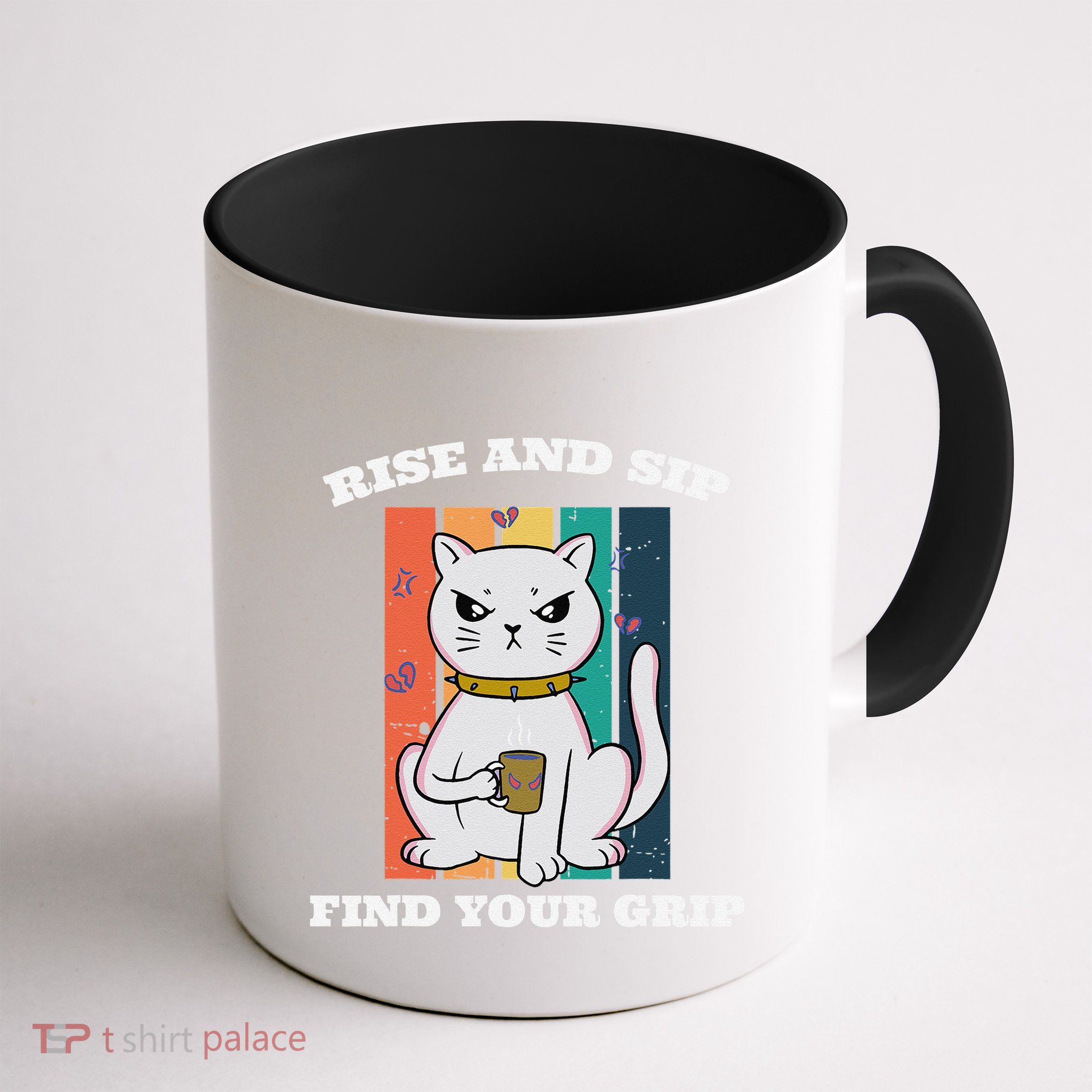 Rise And Sip Find Your Grip Funny Caffeine Coffee Mug