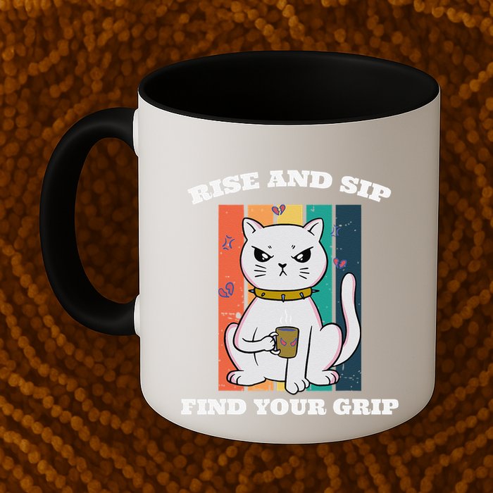 Rise And Sip Find Your Grip Funny Caffeine Coffee Mug