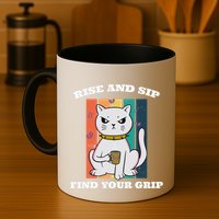 Rise And Sip Find Your Grip Funny Caffeine Coffee Mug